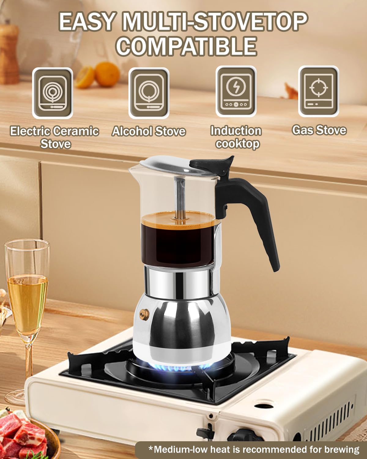 9 Cup 15 oz Stovetop Espresso Moka Pot I495