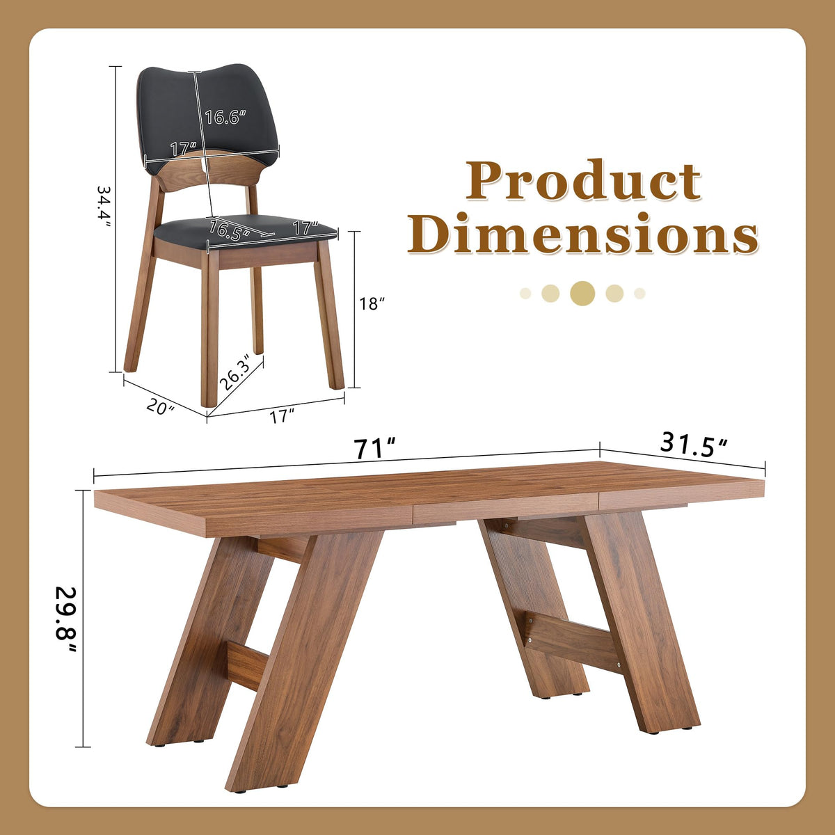 71" Wood Dining Table Set for 8 O244950