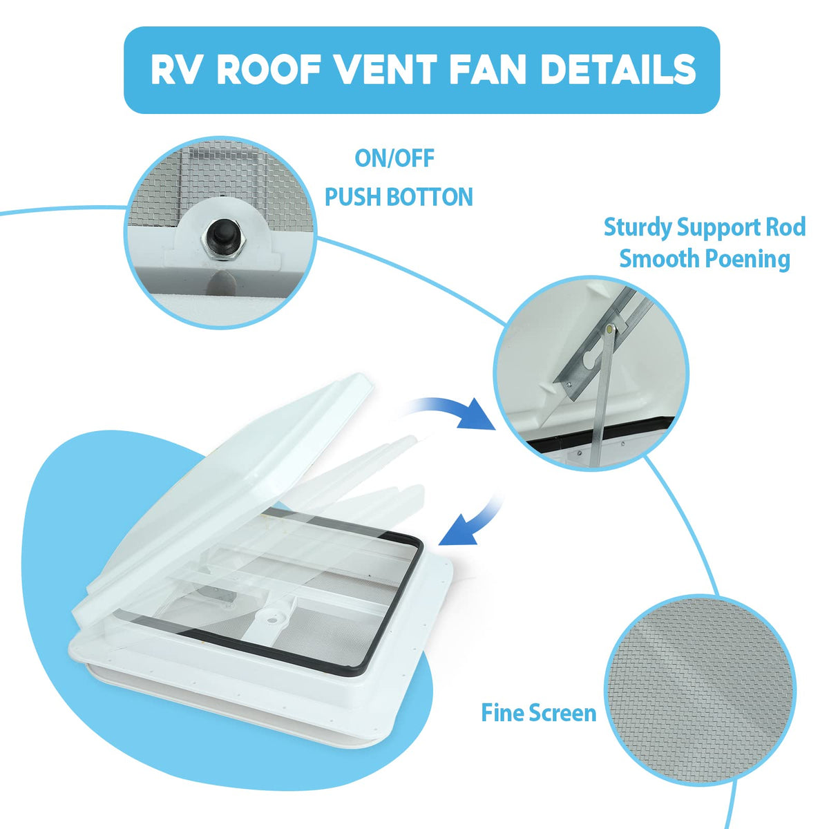 14" RV Roof Vent with White Lid V803