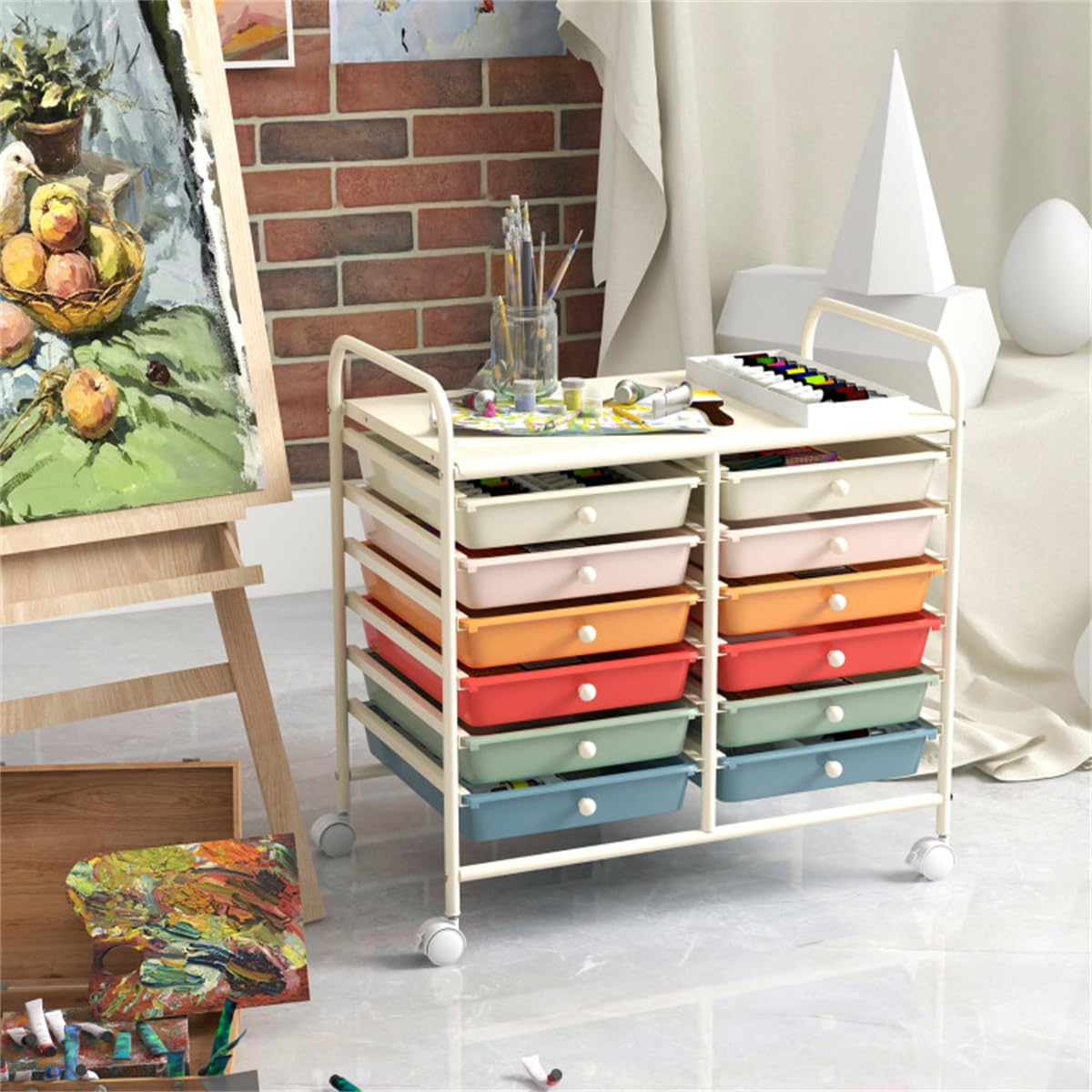 12 Drawer Rolling Storage Cart with Wheels X357438