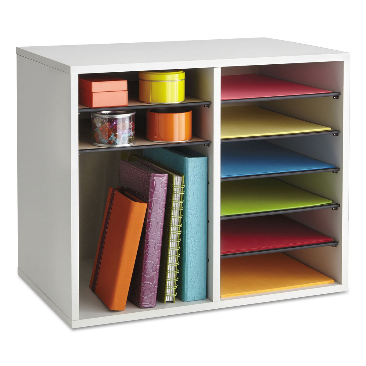12 Compartment Wood Literature Organizer O737