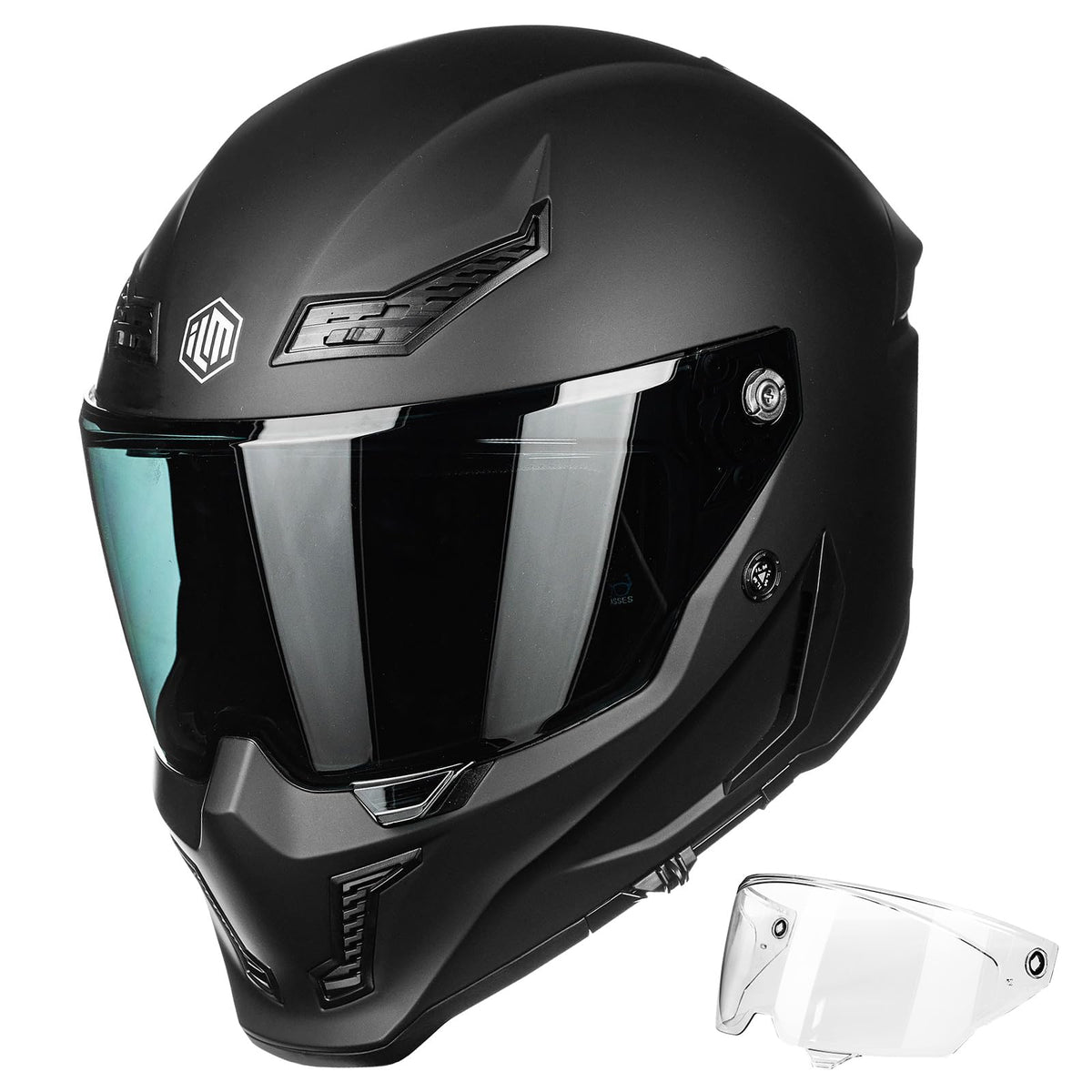 Full Face Dual Visor Motorcycle Helmet with Pinlock Matte Black M C590