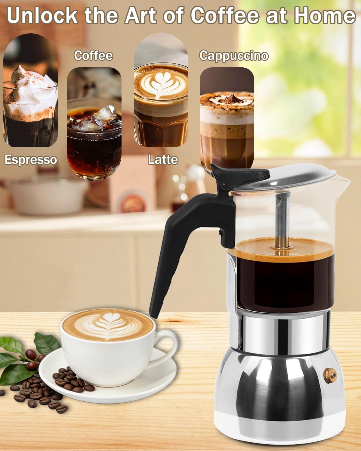9 Cup 15 oz Stovetop Espresso Moka Pot I495