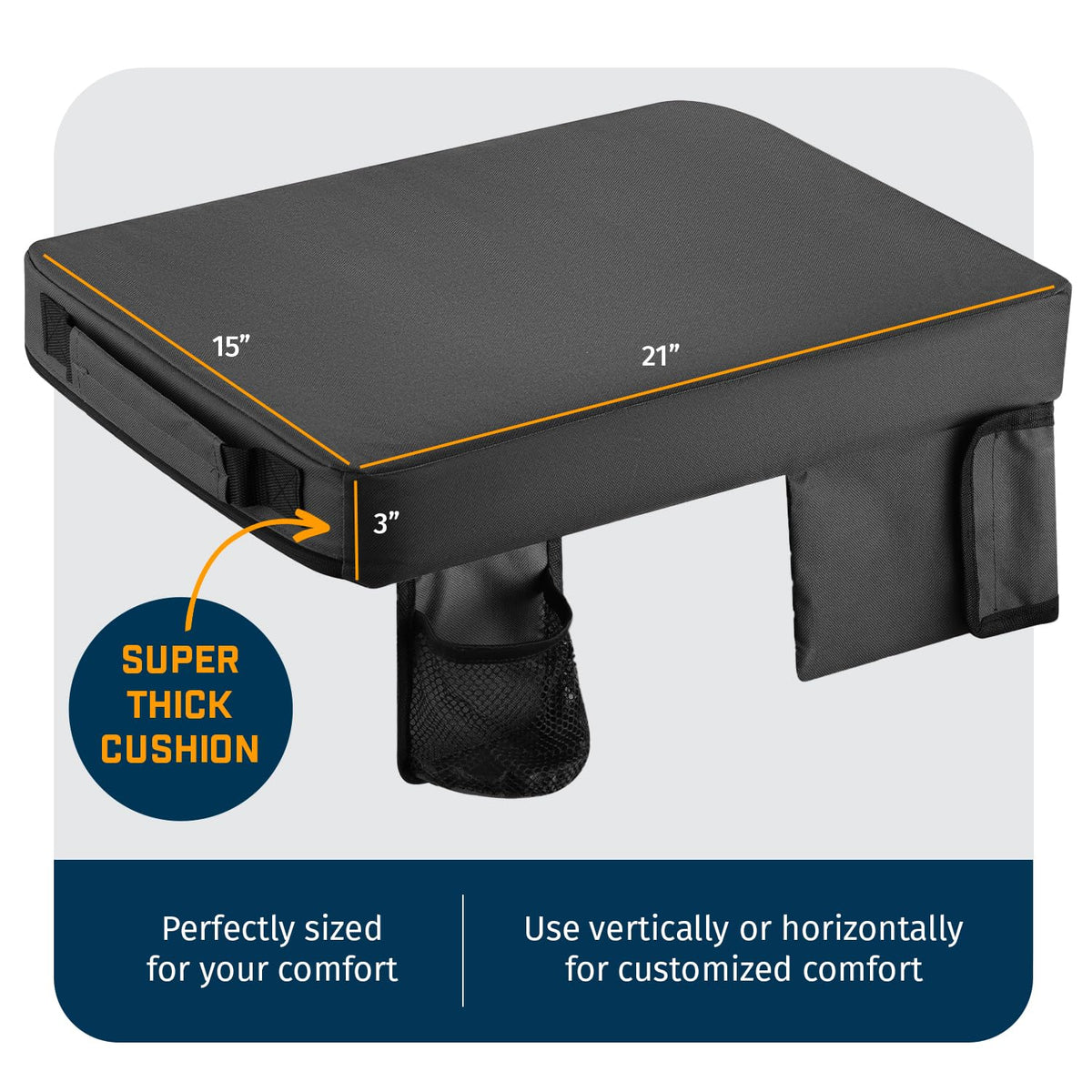 Portable Extra Thick Stadium Seat Cushion with Cup Holder F686