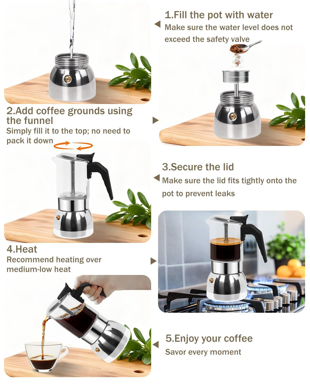 9 Cup 15 oz Stovetop Espresso Moka Pot I495