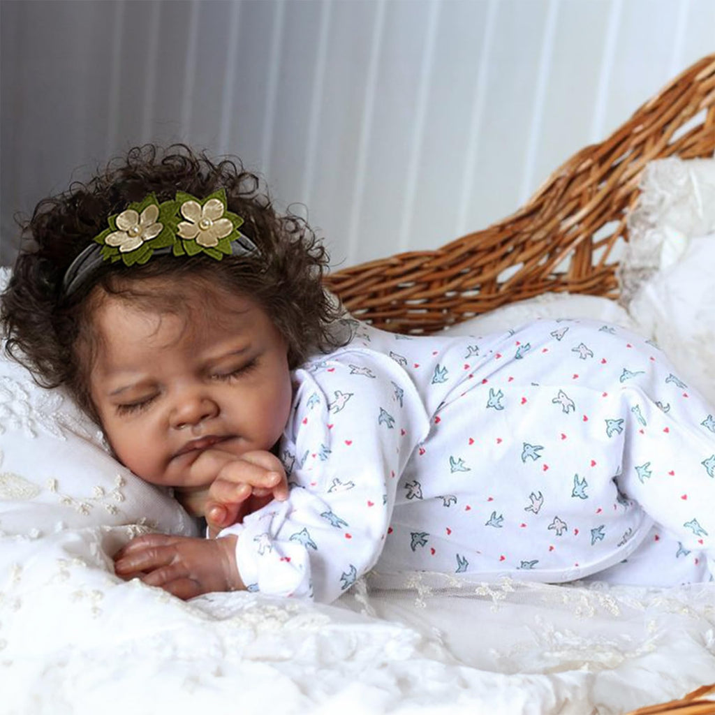 20-Inch Sleeping Black Newborn Baby Girl I74072