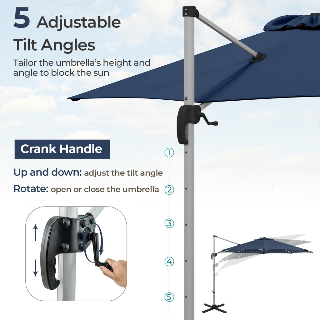 11 FT Cantilever Patio Umbrella with 360° Rotation Z4994