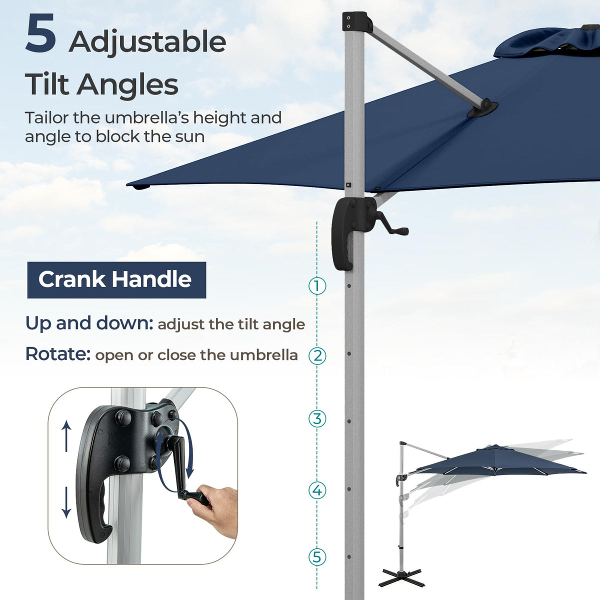 11 FT Cantilever Patio Umbrella with 360° Rotation Z4994