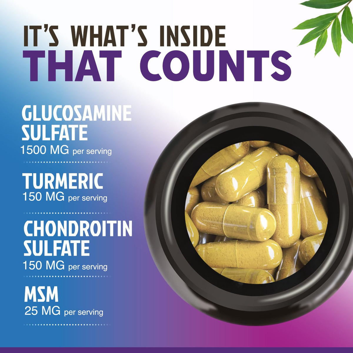 Glucosamine Chondroitin MSM Turmeric Boswellia 60 Capsules B614132