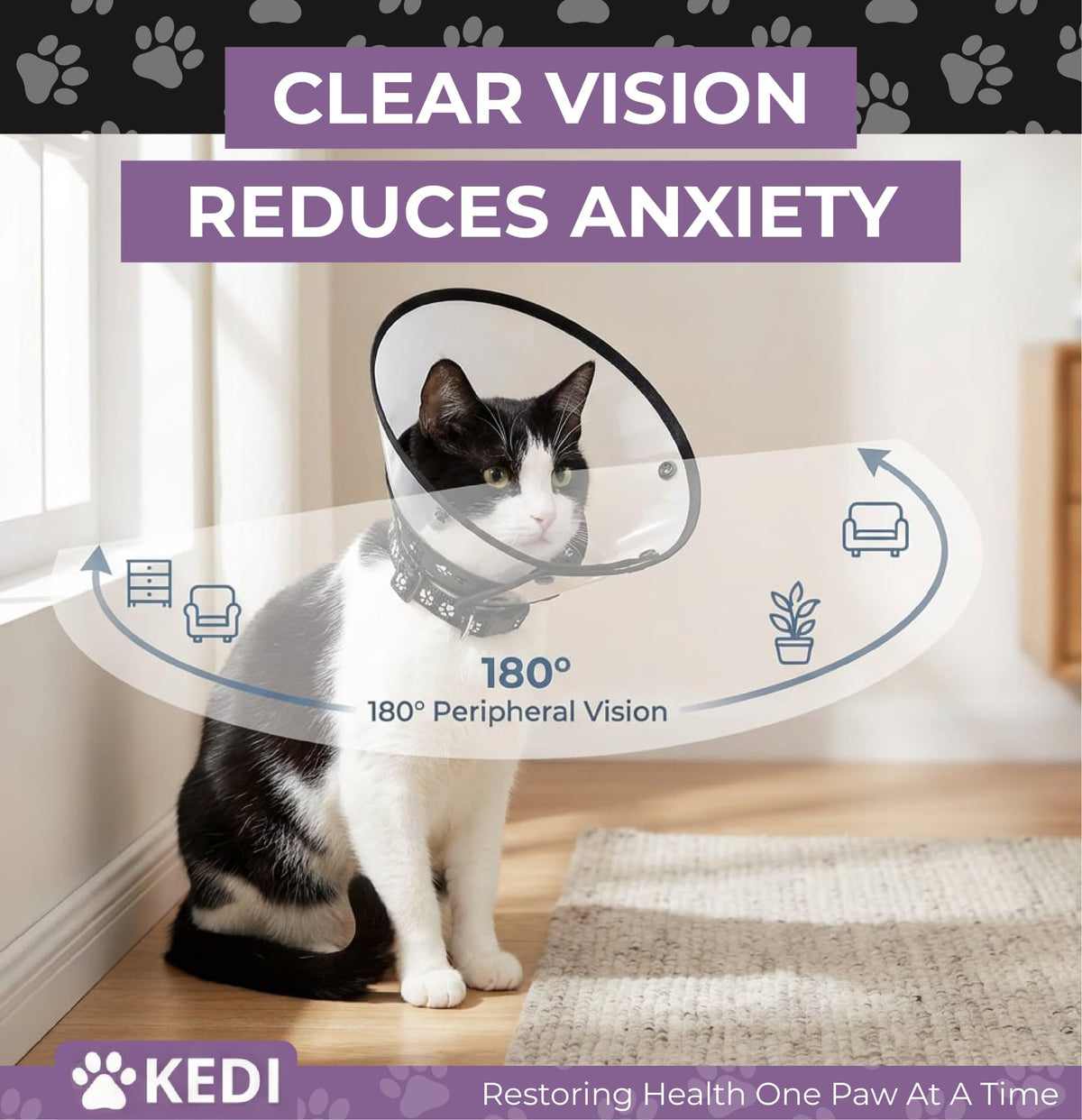 Black Medium Cat Cone Collar D3566