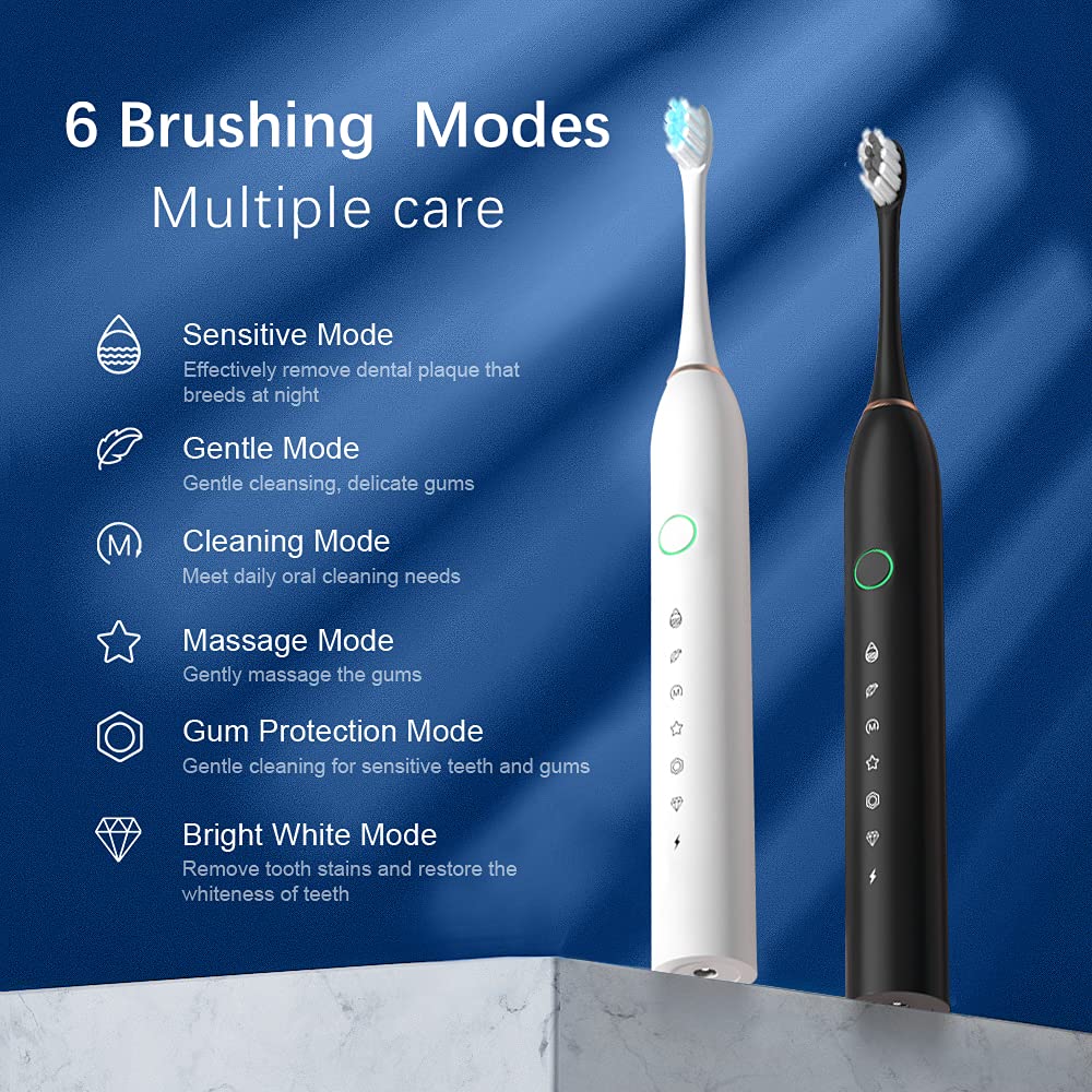 2 Pack Rechargeable Electric Toothbrushes with 8 Brush Heads P690912