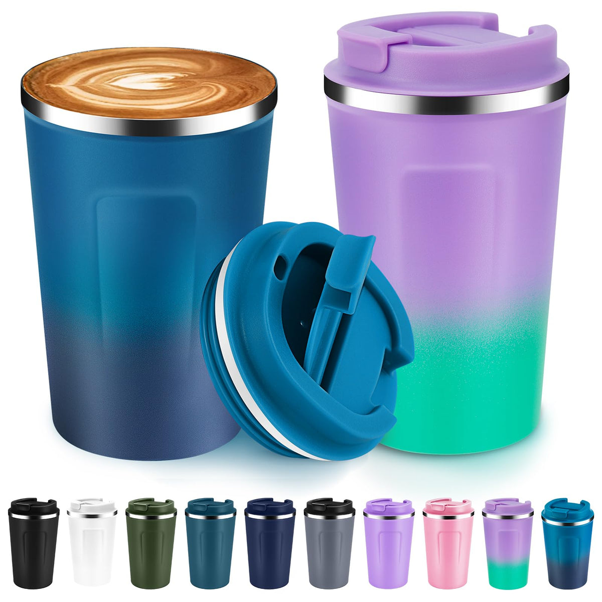12 oz Insulated Stainless Steel Travel Coffee Mug 2 Pack L81766