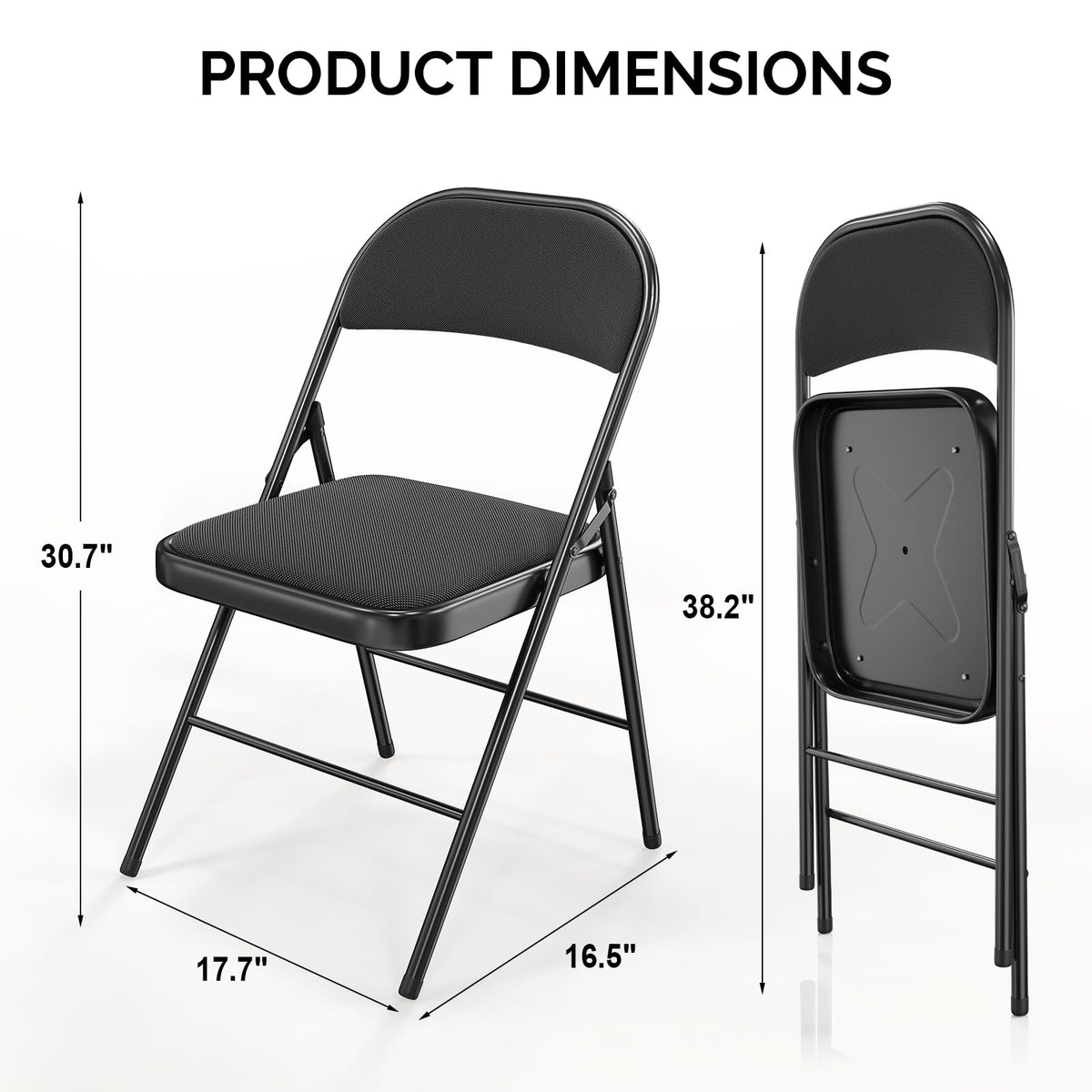 Black Fabric Padded Folding Chairs 10 Pack S2372