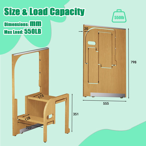 2 Step Foldable Wooden Ladder C284219