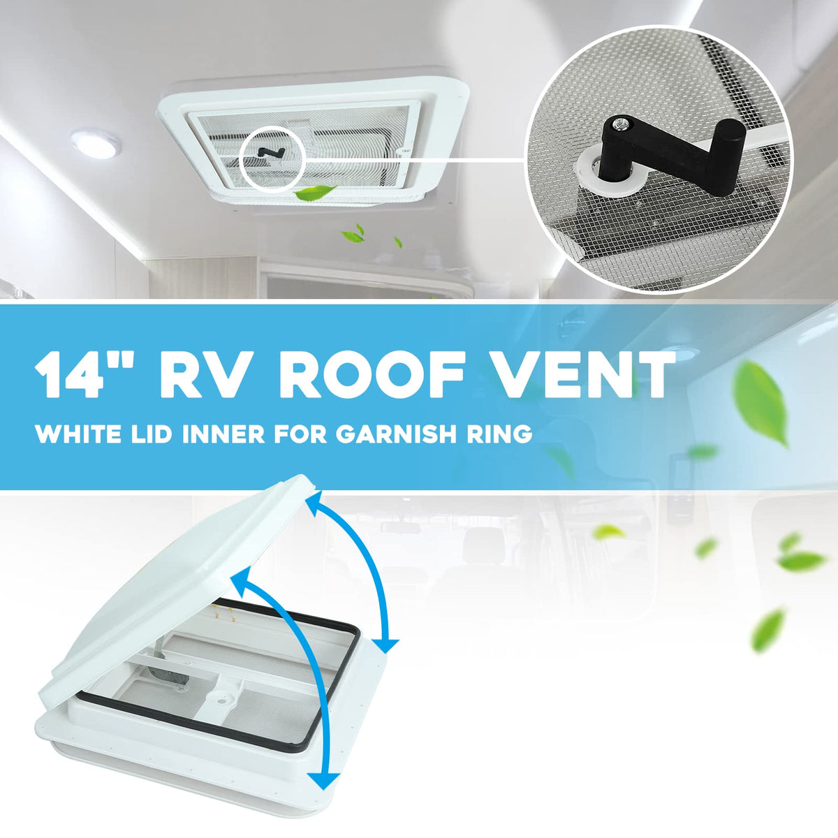 14" RV Roof Vent with White Lid V803