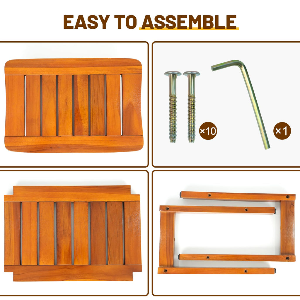 16" Teak Shower Bench with Shelf V47592