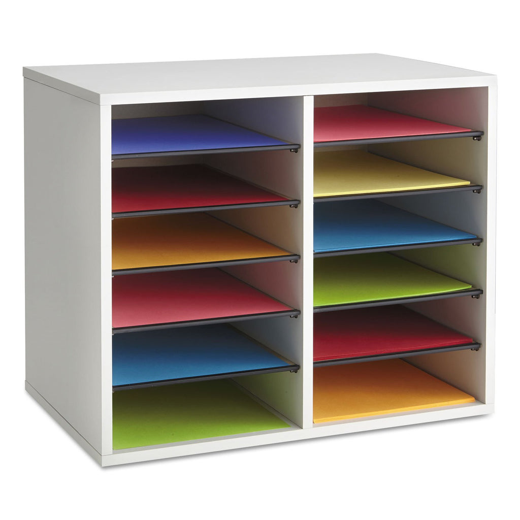 12 Compartment Wood Literature Organizer O737
