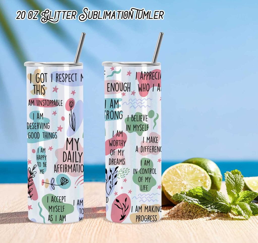 20 Oz 8 Pack Stainless Steel Glitter Sublimation Tumblers R502