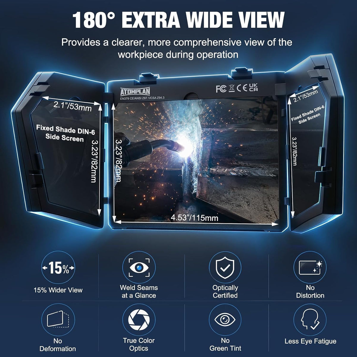 Auto Darkening Welding Helmet True Color 1/1/1/1 Optical Clarity V82432