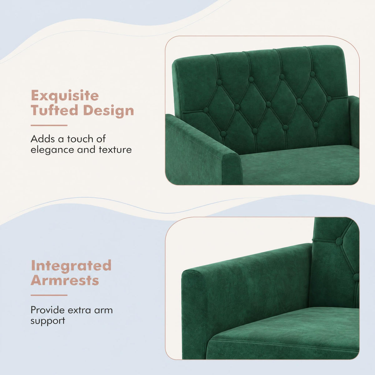 Green Velvet Accent Chairs Set of 2 T142