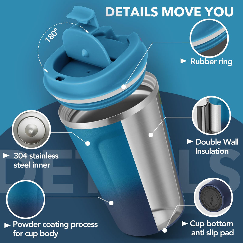 12 oz Insulated Stainless Steel Travel Coffee Mug 2 Pack L81766
