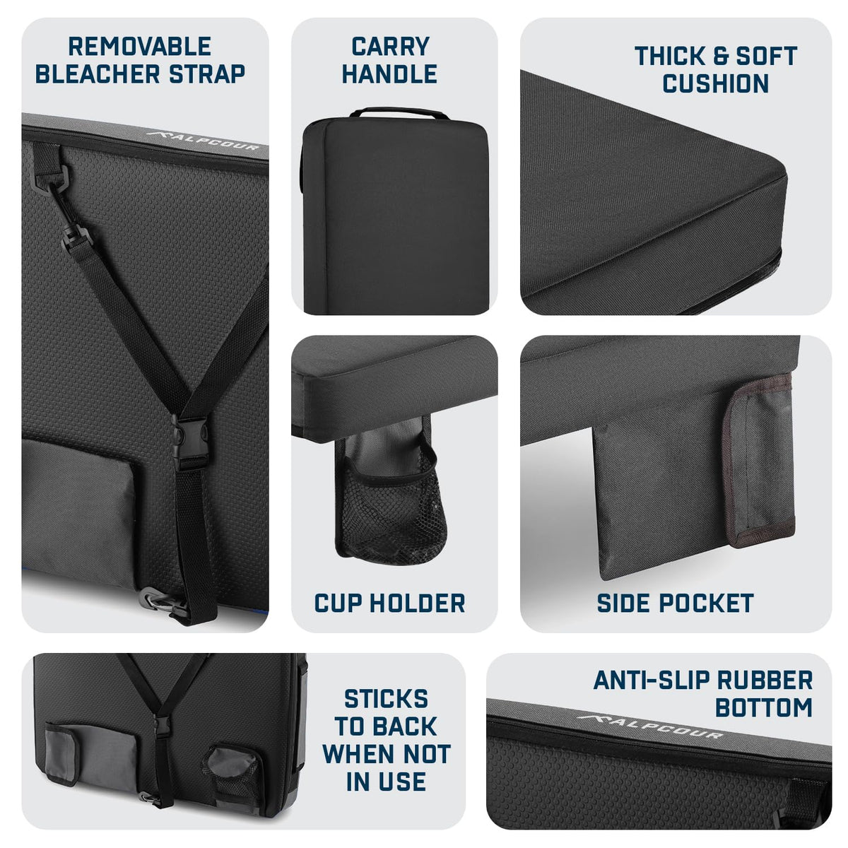 Portable Extra Thick Stadium Seat Cushion with Cup Holder F686