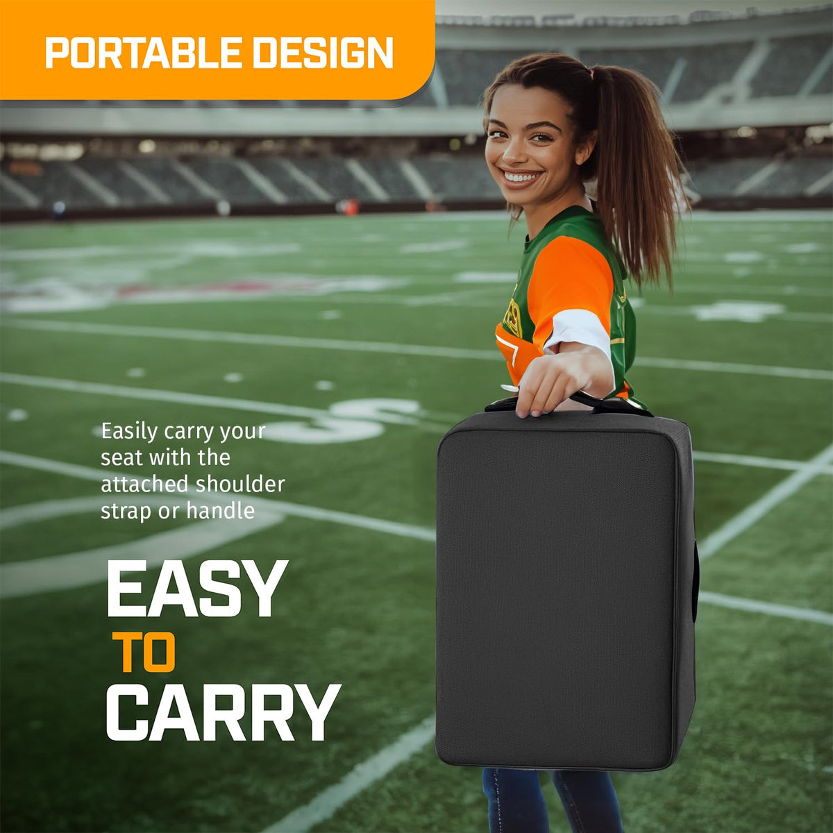Portable Extra Thick Stadium Seat Cushion with Cup Holder F686