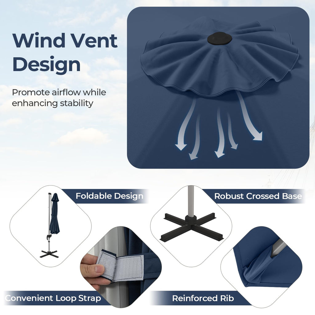 11 FT Cantilever Patio Umbrella with 360° Rotation Z4994