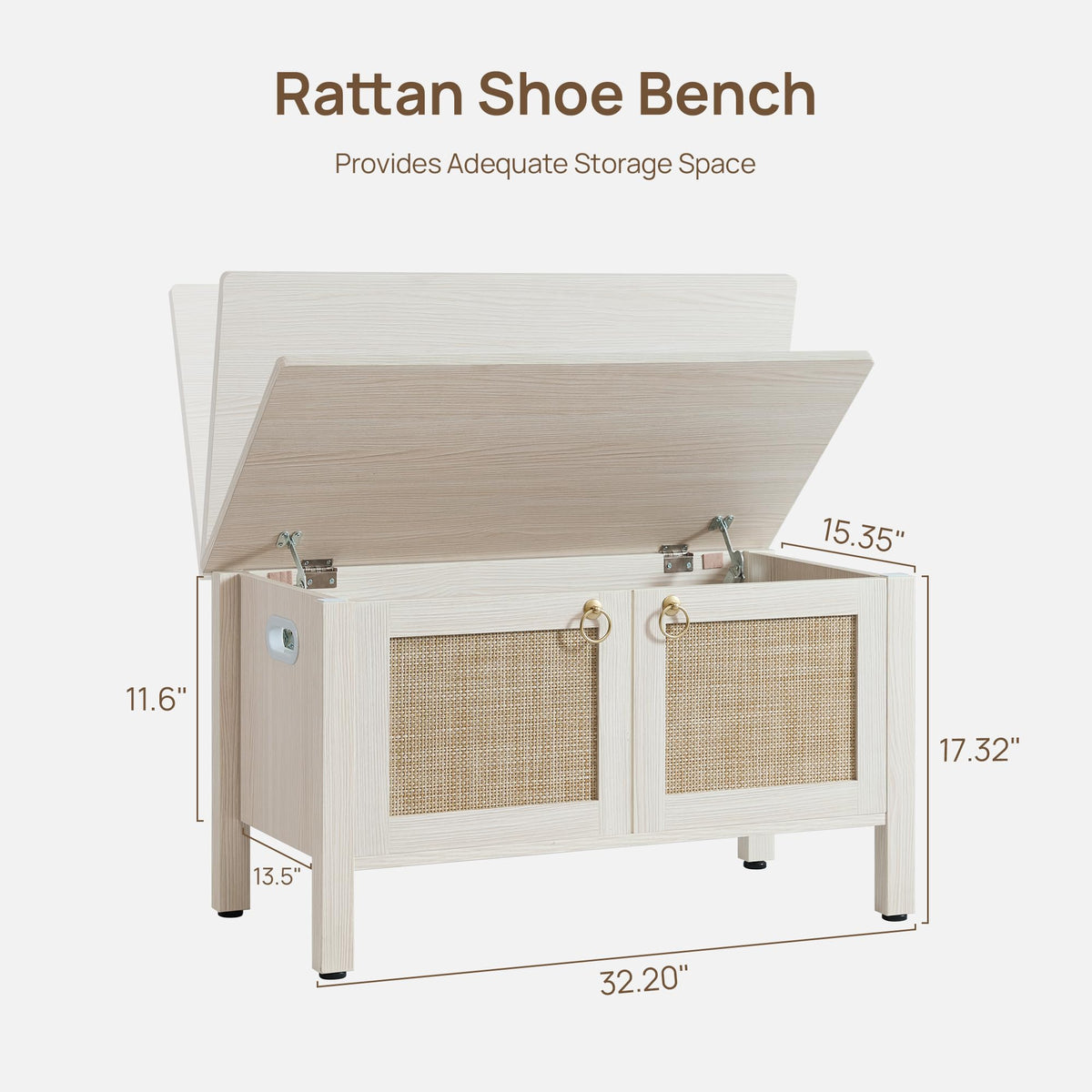 Rattan Storage Bench with 2 Safety Hinges C898