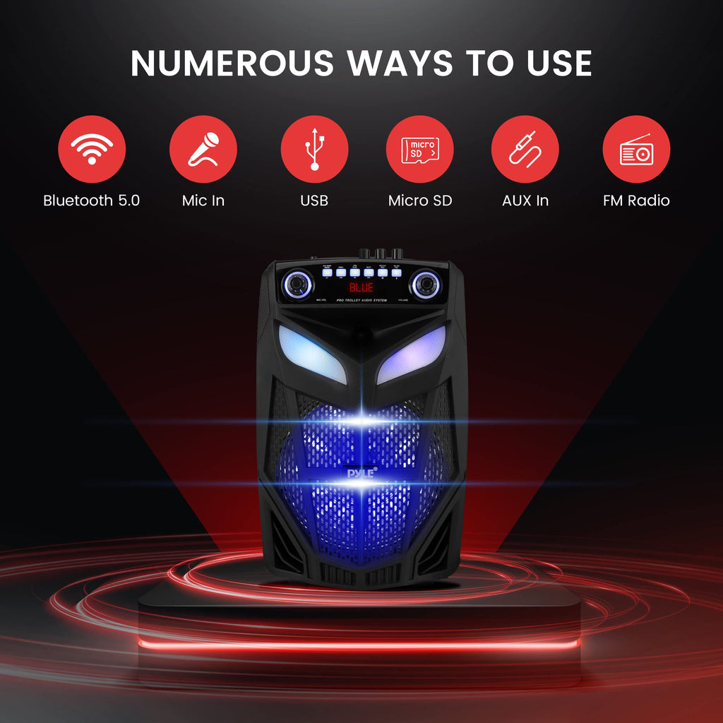 Portable Bluetooth PA Speaker System 600W 10” with 2 Wireless Microphones Q902