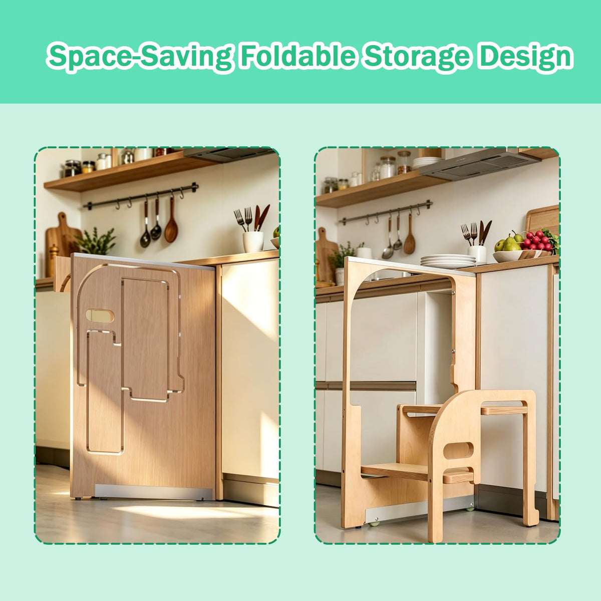 2 Step Foldable Wooden Ladder C284219