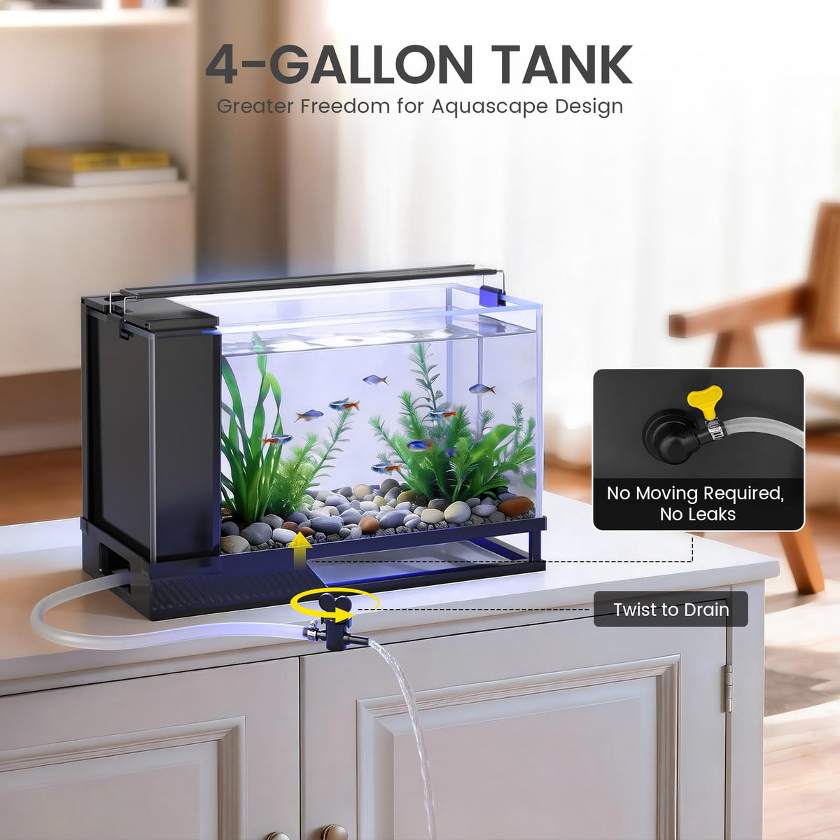 4 Gallon Aquarium Kit with Bottom Drainage B11613