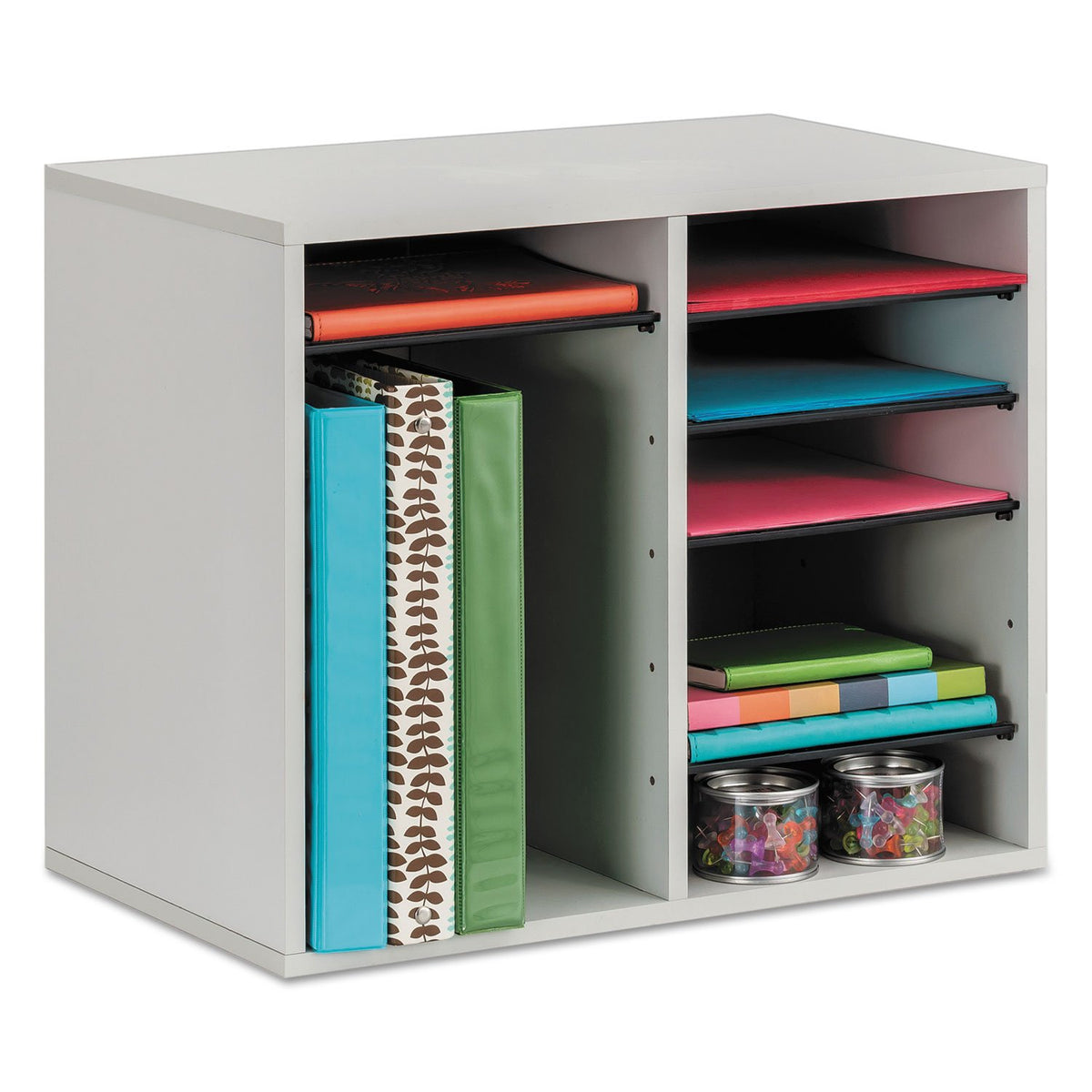 12 Compartment Wood Literature Organizer O737