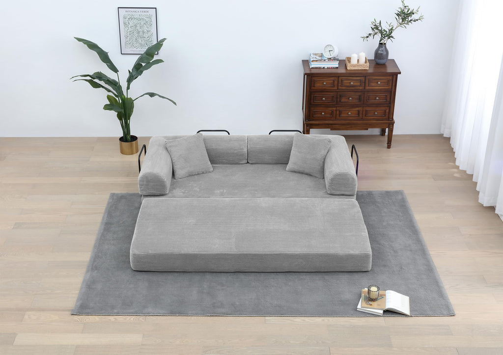 Light Gray Convertible Sleeper Sofa Q485585