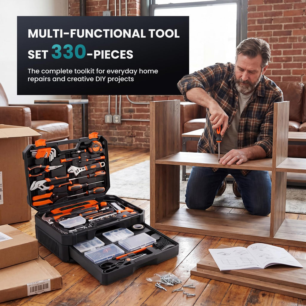 330 Piece Carbon & Cr-V Steel Home Repair Tool Kit G368