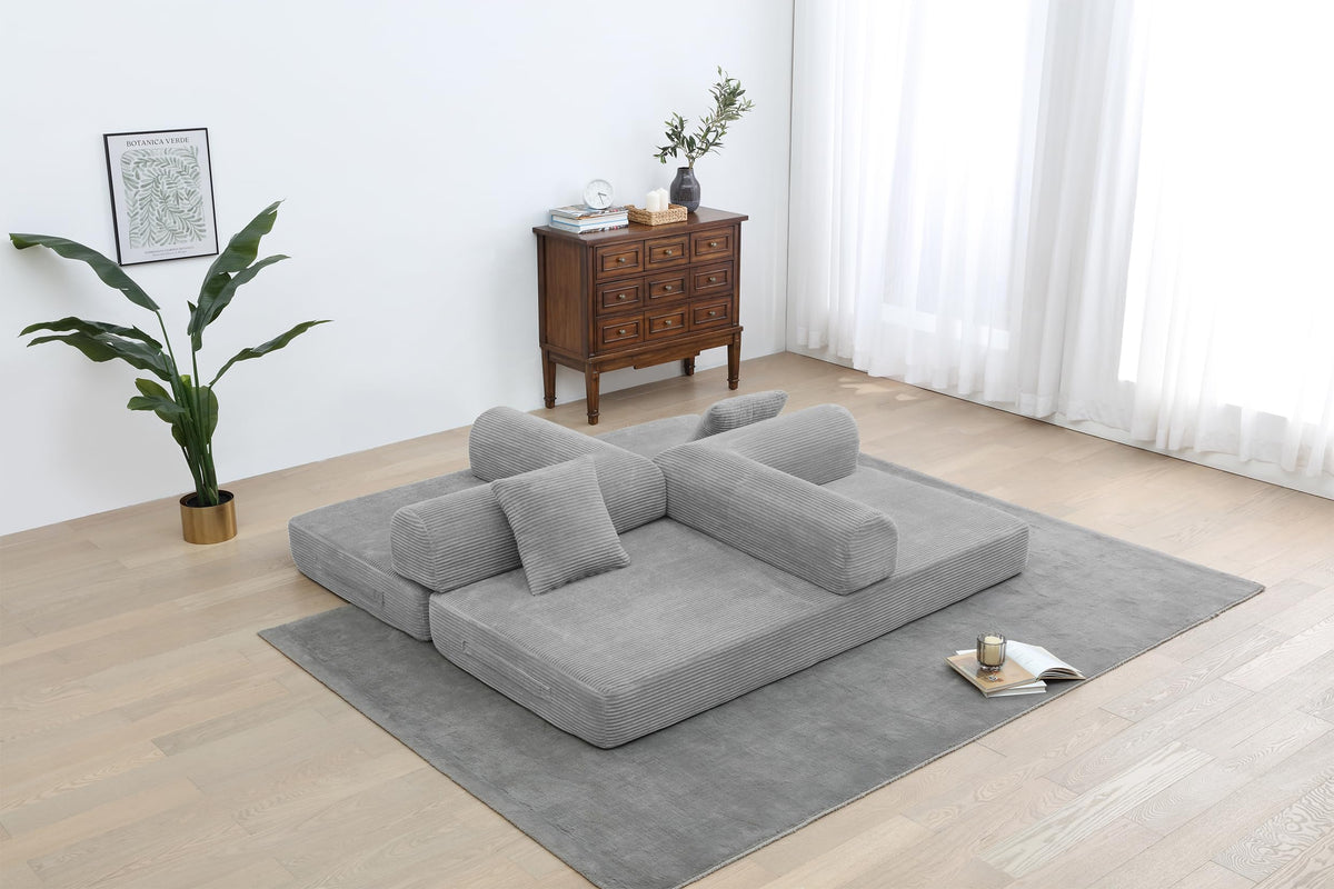 Light Gray Convertible Sleeper Sofa Q485585