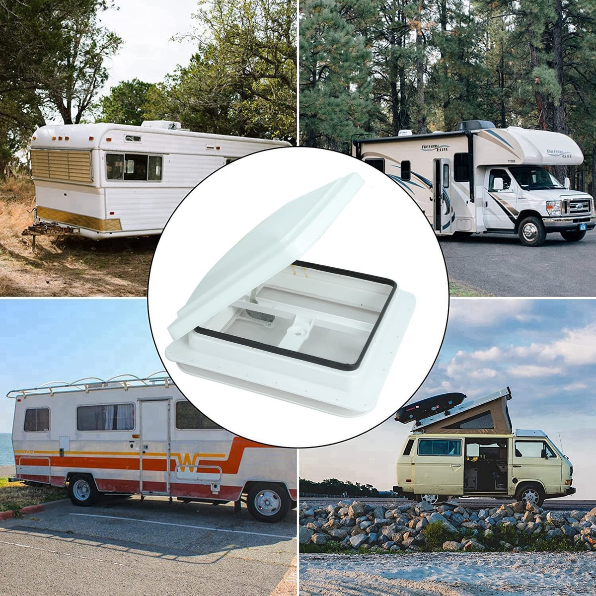 14" RV Roof Vent with White Lid V803