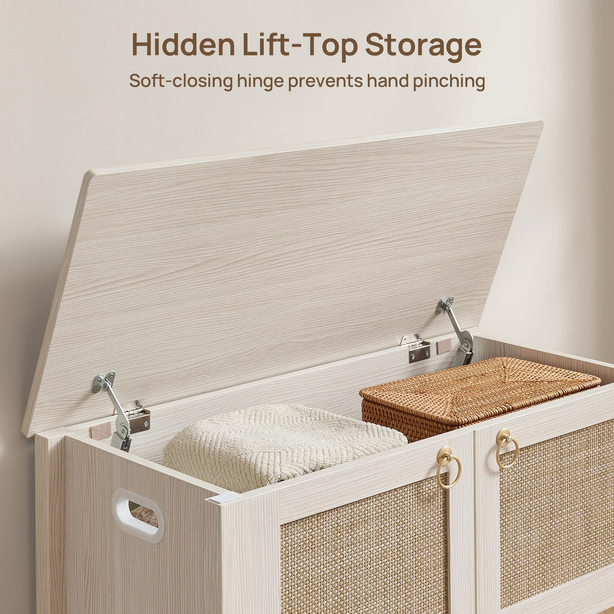 Rattan Storage Bench with 2 Safety Hinges C898
