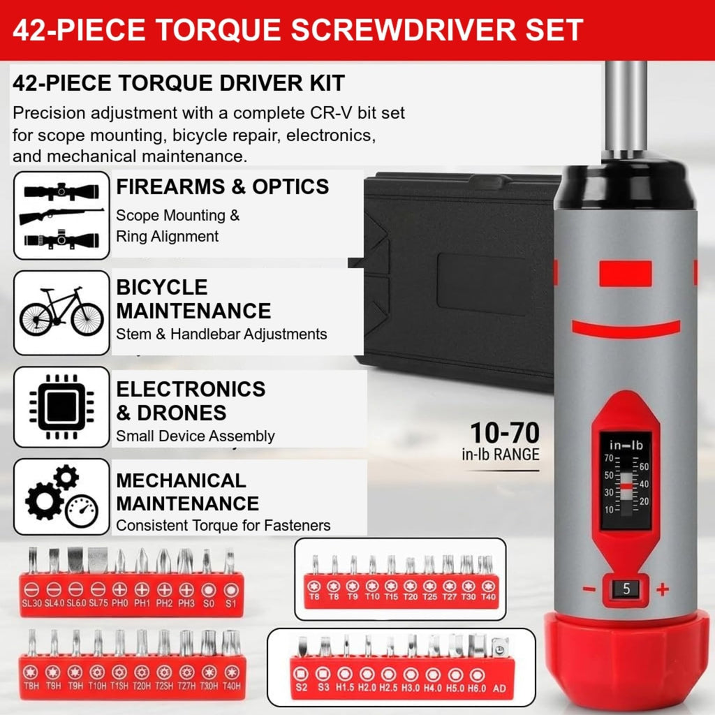 42-Piece Torque Screwdriver Set with 40 CR-V Bits D1929
