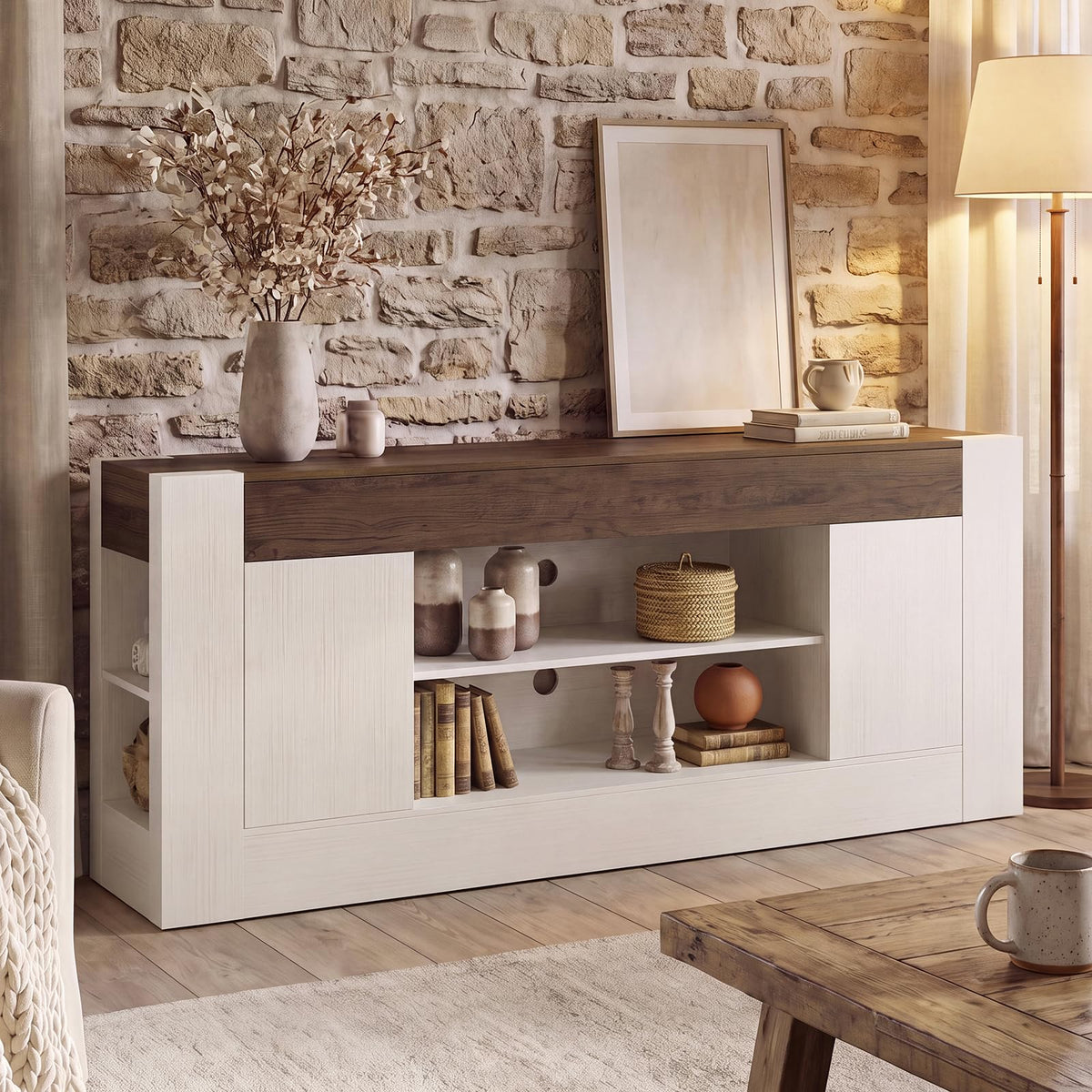 White TV Stand with Storage P162287