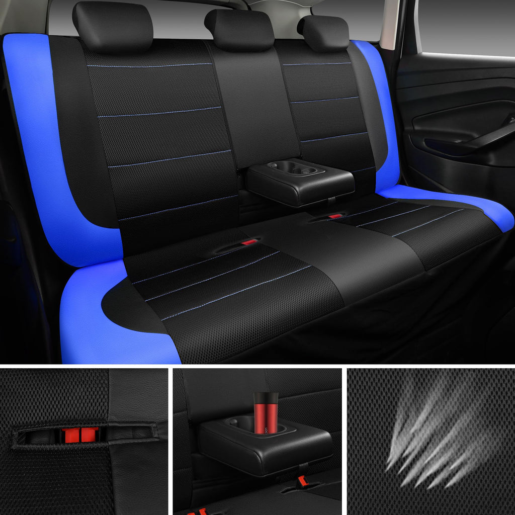 Air Mesh Leather Car Seat Covers Full Set, Waterproof Car Floor Mats, Steering Wheel Cover R973011