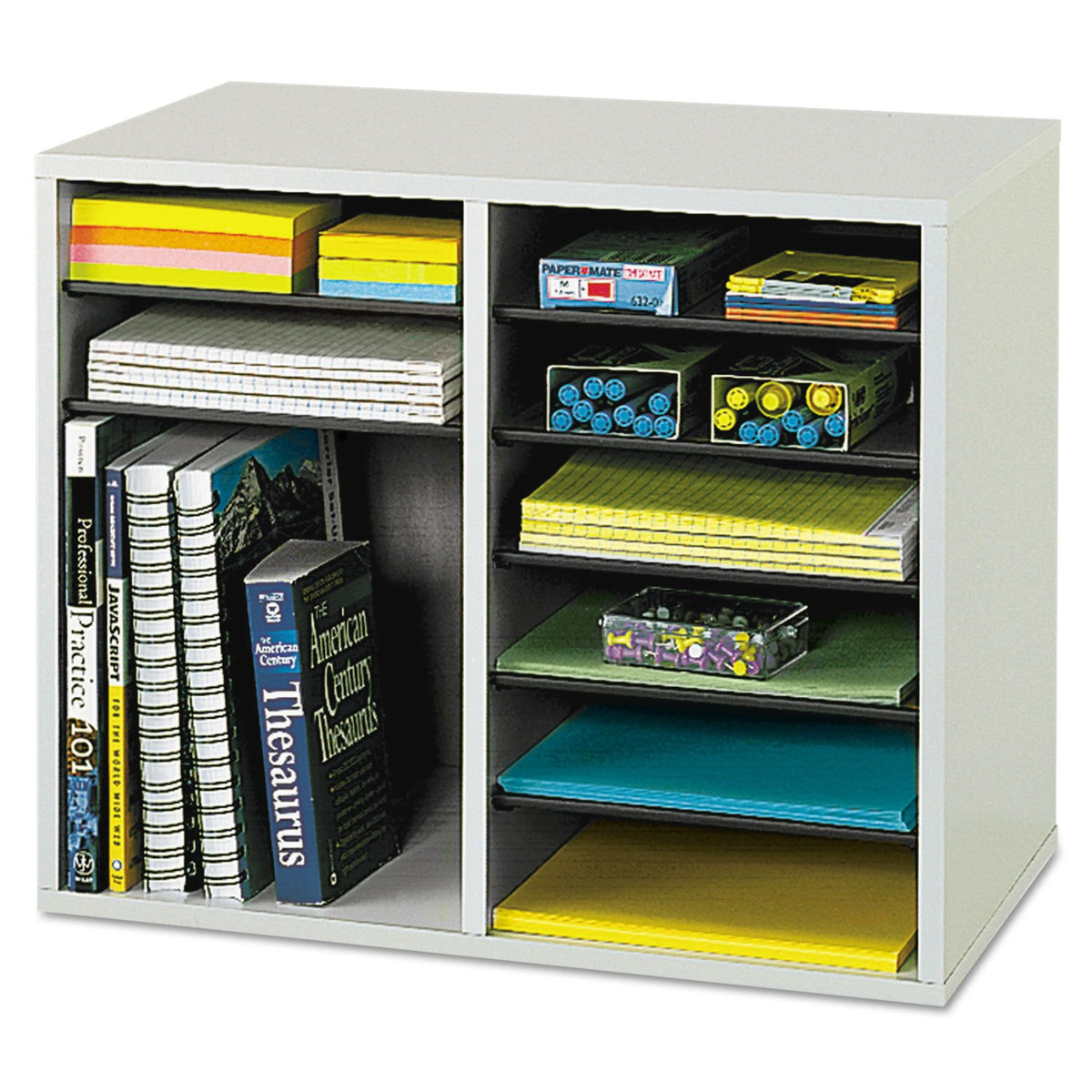 12 Compartment Wood Literature Organizer O737