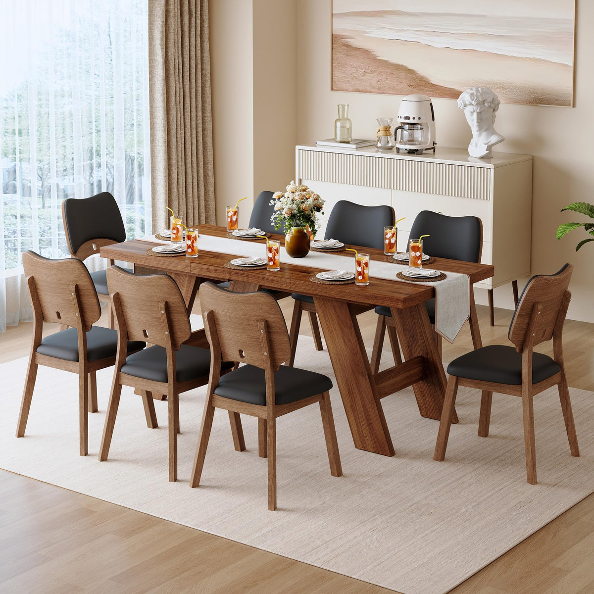 71" Wood Dining Table Set for 8 O244950