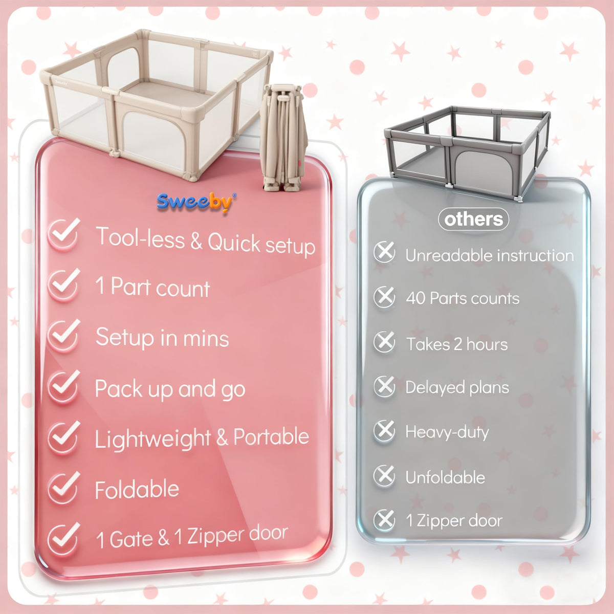 Light Khaki Foldable Baby Playpen J624767