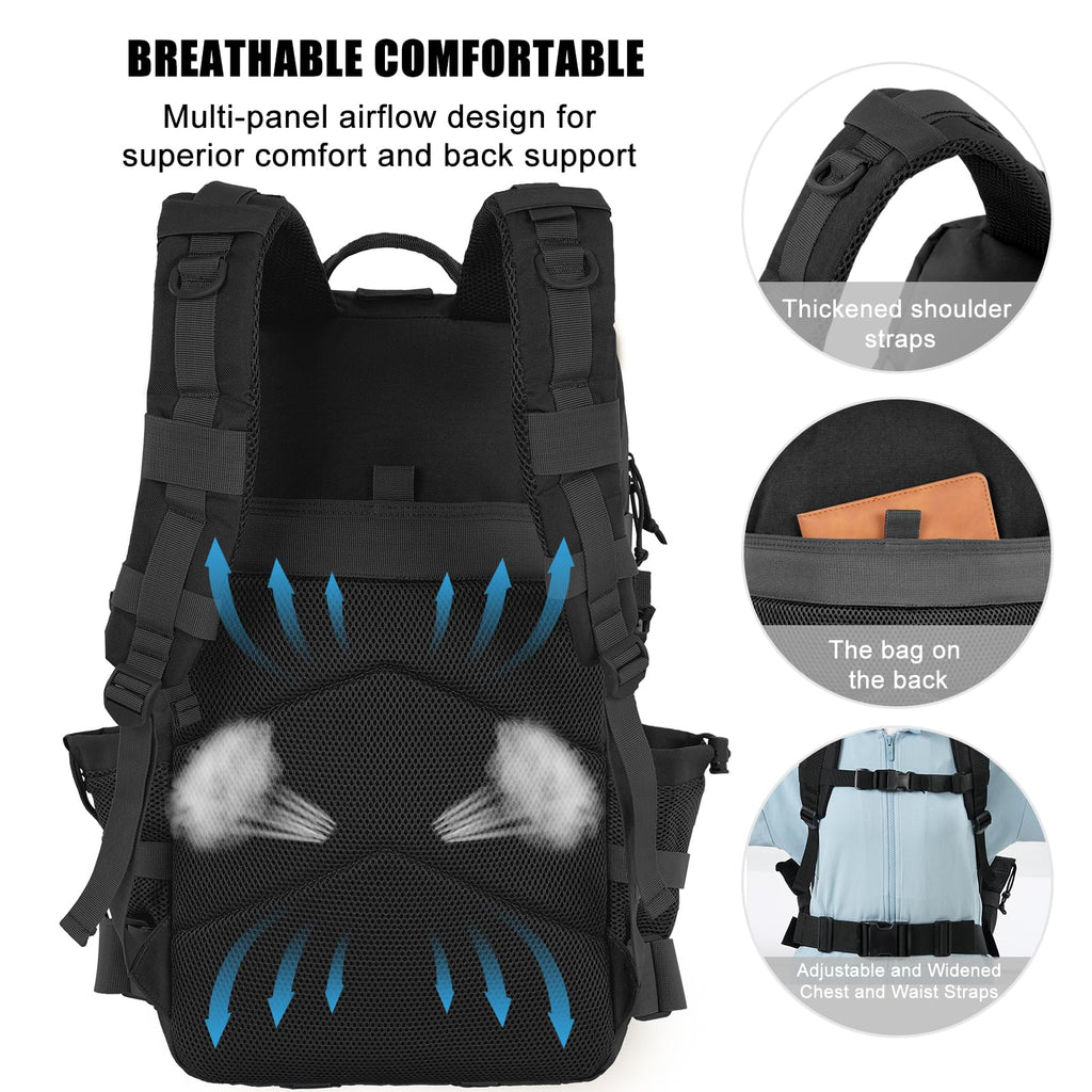 50L Military Tactical Backpack Black X689