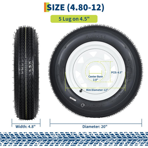 12 Trailer Tire and Wheel Assembly 5 Lug Set of 2 H709