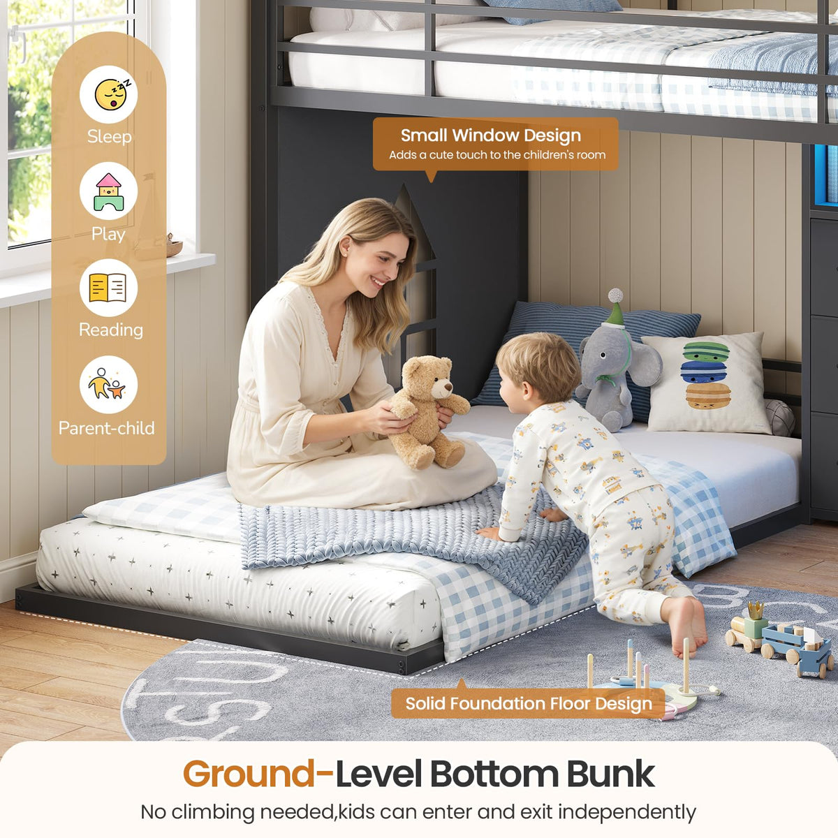 Twin Over Twin Bunk Bed with 9 Storage Drawers F890887