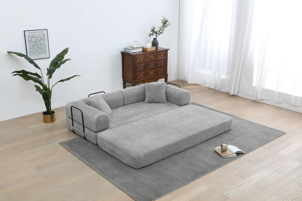 Light Gray Convertible Sleeper Sofa Q485585