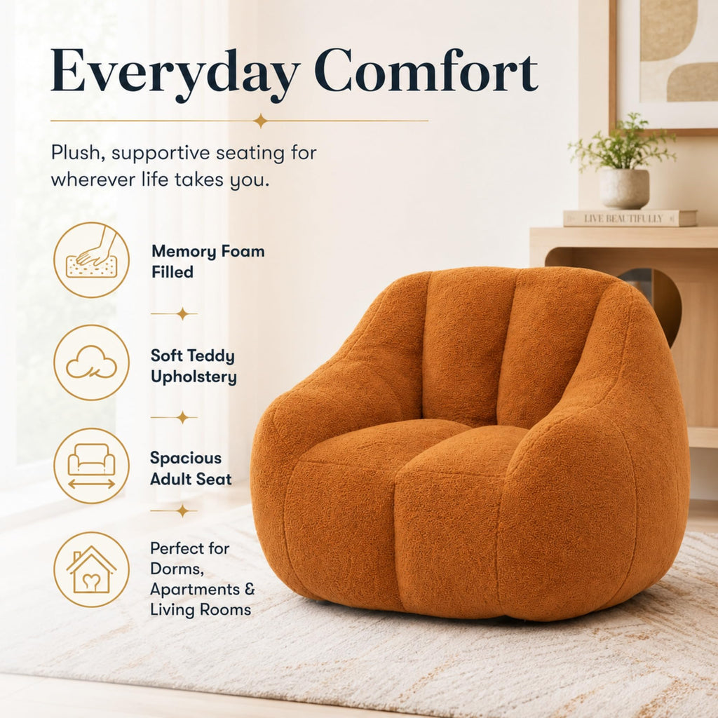 Yellow Memory Foam Bean Bag Chair A79675