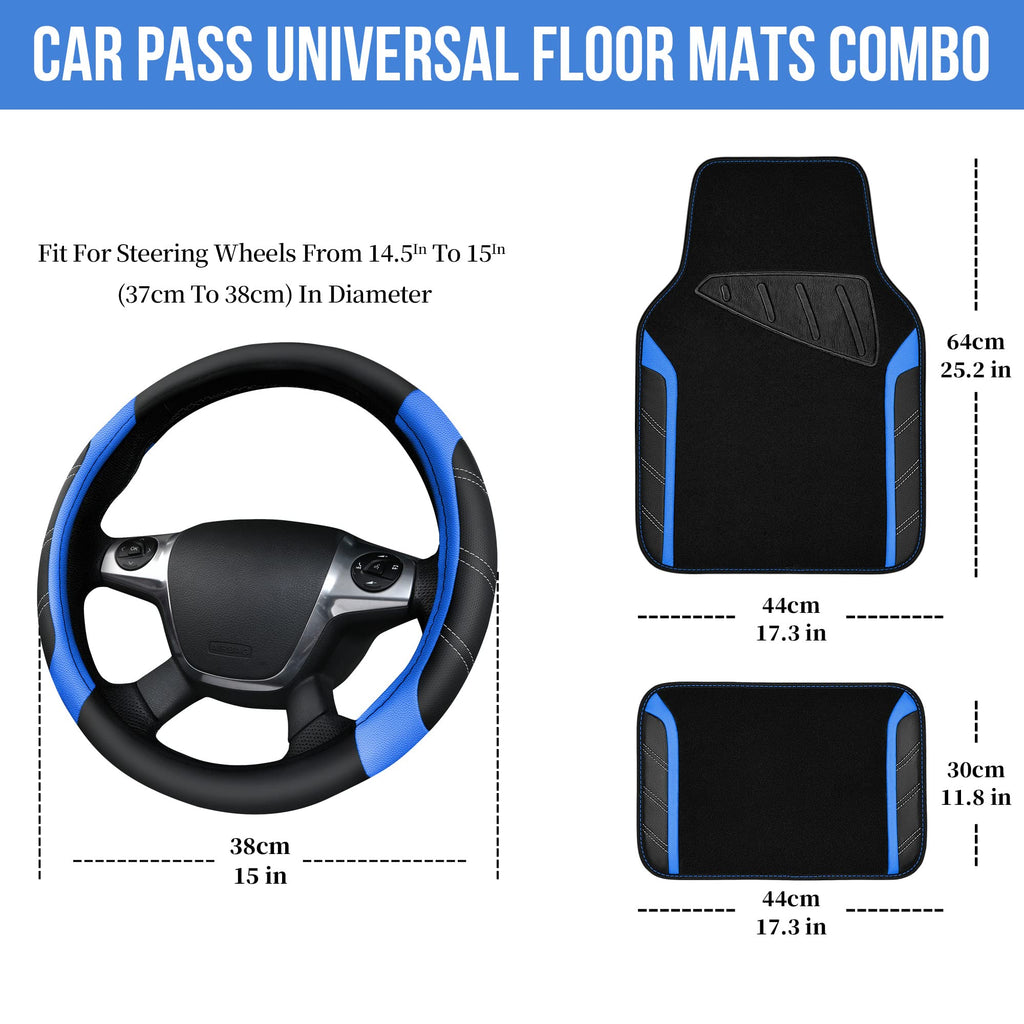 Air Mesh Leather Car Seat Covers Full Set, Waterproof Car Floor Mats, Steering Wheel Cover R973011
